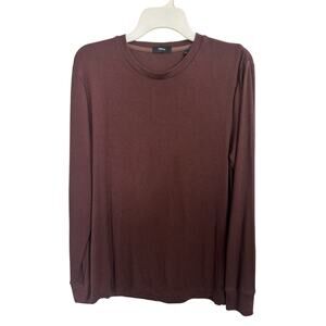 Theory Men’s Essential Long Sleeve Tee Burgundy Modal Jersey Medium